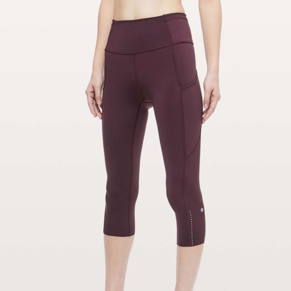 lululemon Fast & Free Crop II 19” Nulux Dark Adobe Size 10